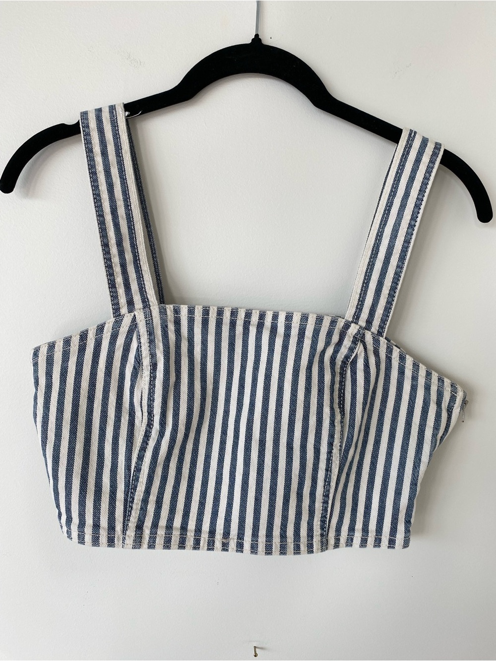 Zara Blue and White Striped Crop Top